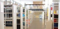 4th floor of the central medical library with shelves and journals