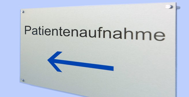 Schild der Patientenaufnahme